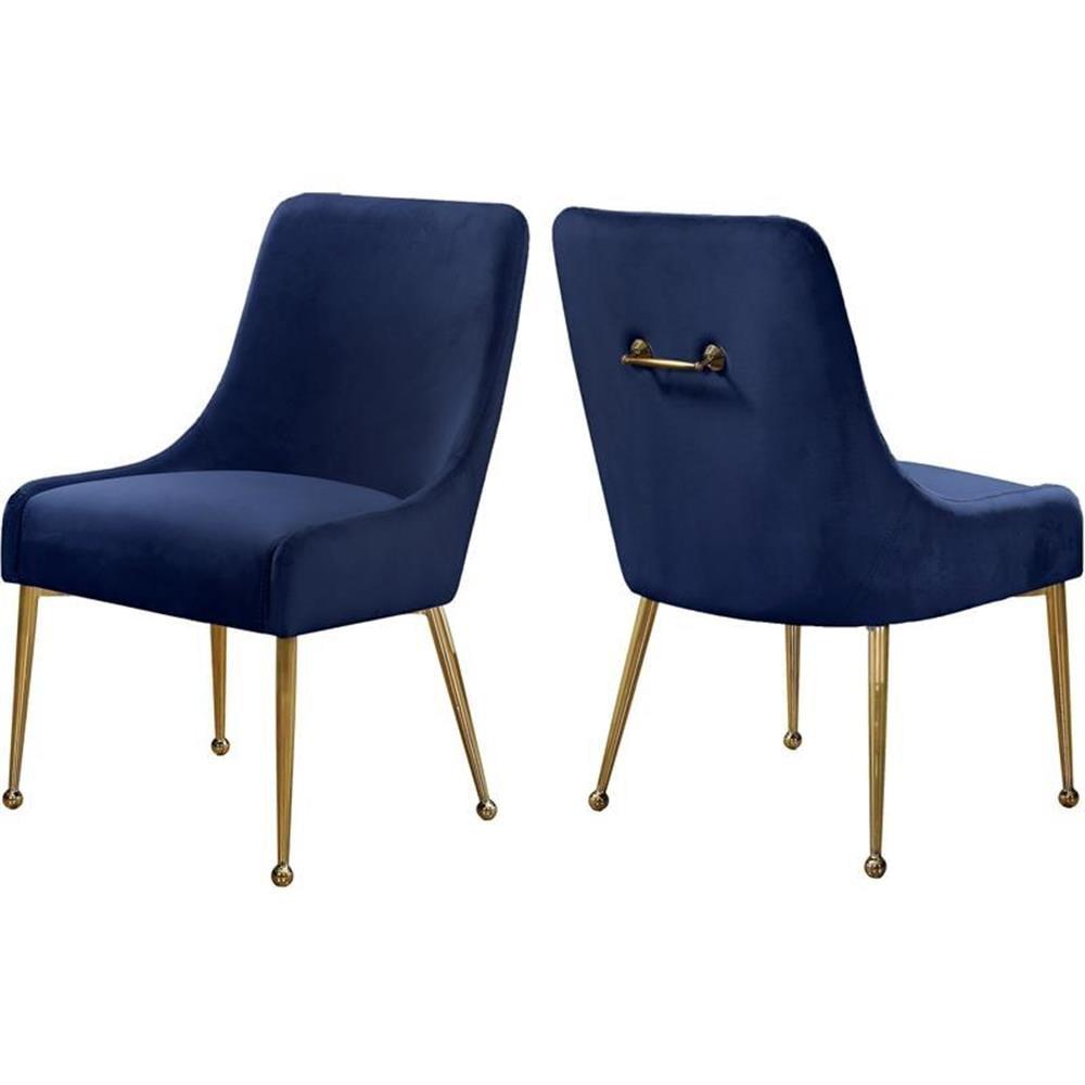 Meridian Furniture Owen 19.5"H Velvet Dining Chair in Navy (Set of 2)