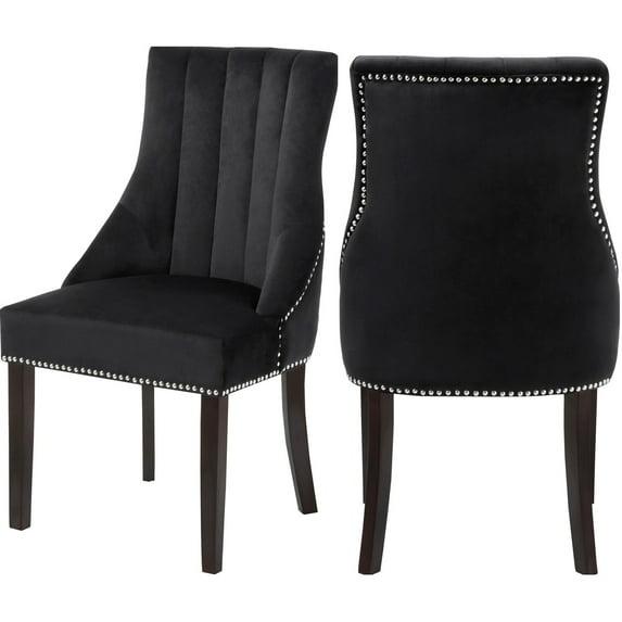Meridian Furniture Oxford 19"H Velvet Dining Chair in Black (Set of 2)