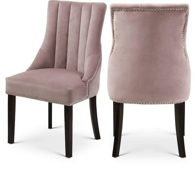 Meridian Furniture Oxford 19"H Velvet Dining Chair in Pink (Set of 2)