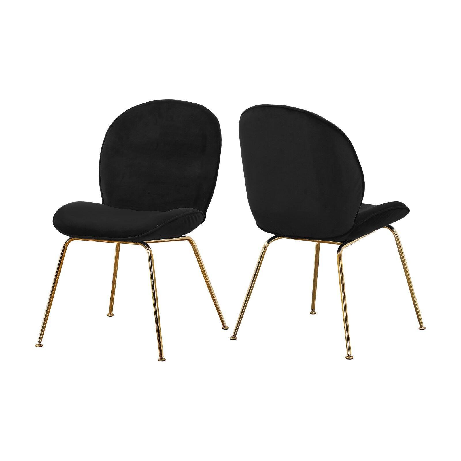 Parisian Noir Velvet Upholstered Dining Chair with Gold Metal Legs