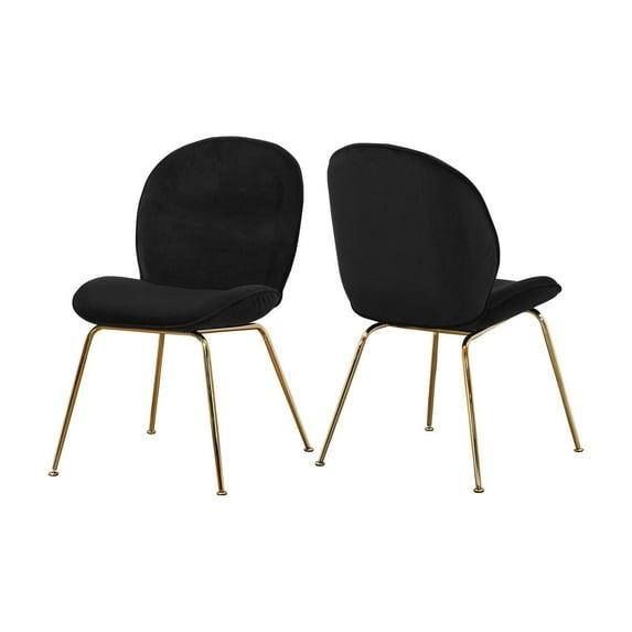 Homestock Mediterranean Magic Black Velvet Dining Chair, Set of 2