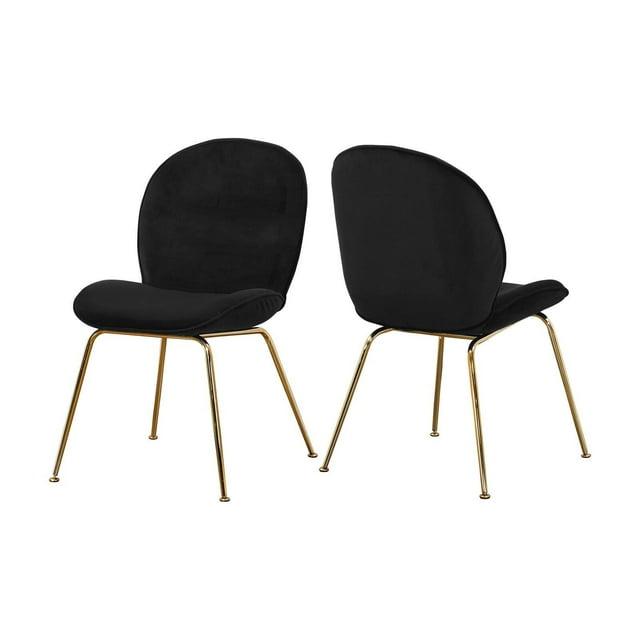 Homestock Mediterranean Magic Black Velvet Dining Chair, Set of 2