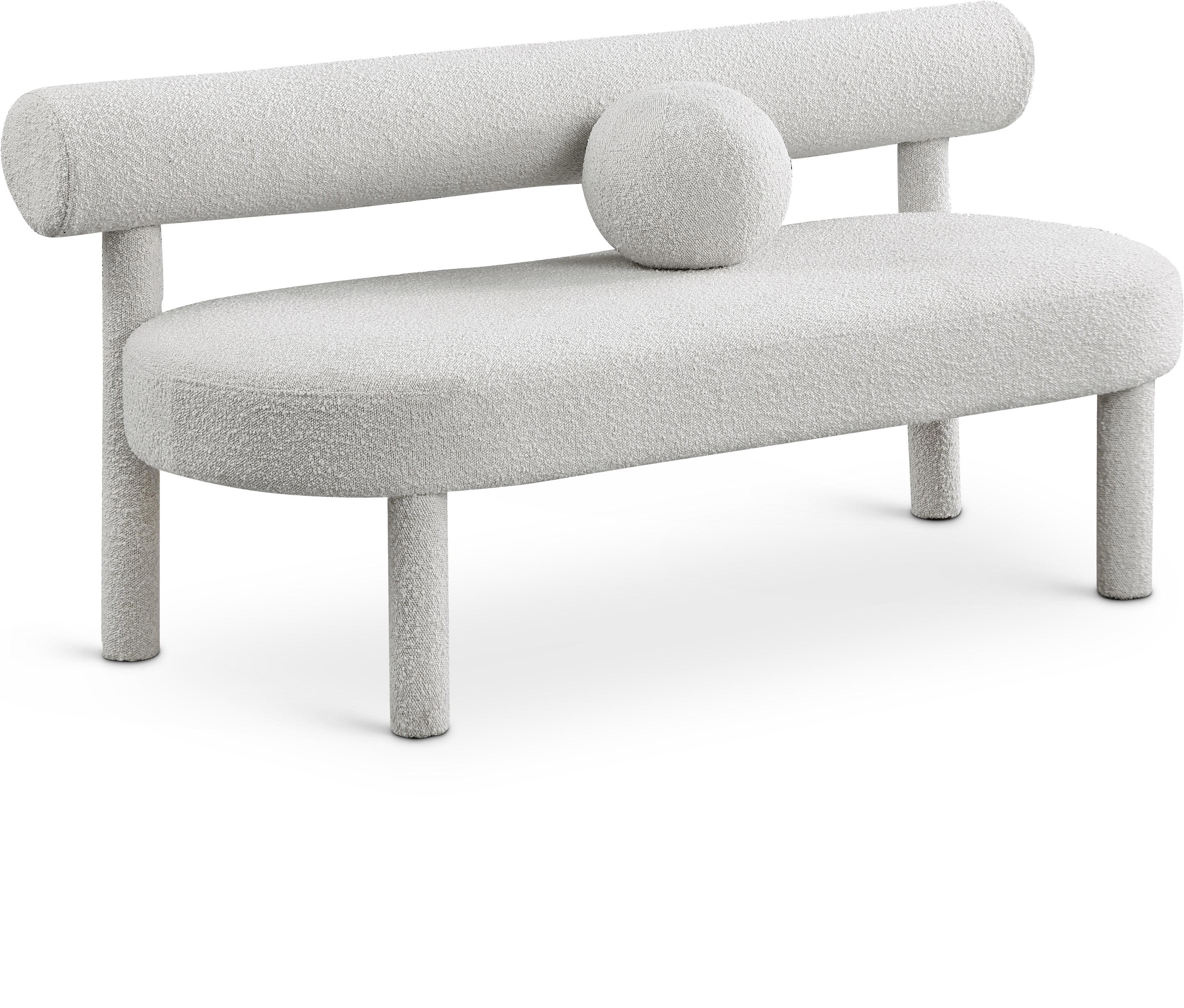 Meridian Furniture Parlor Cream Boucle Fabric Bench