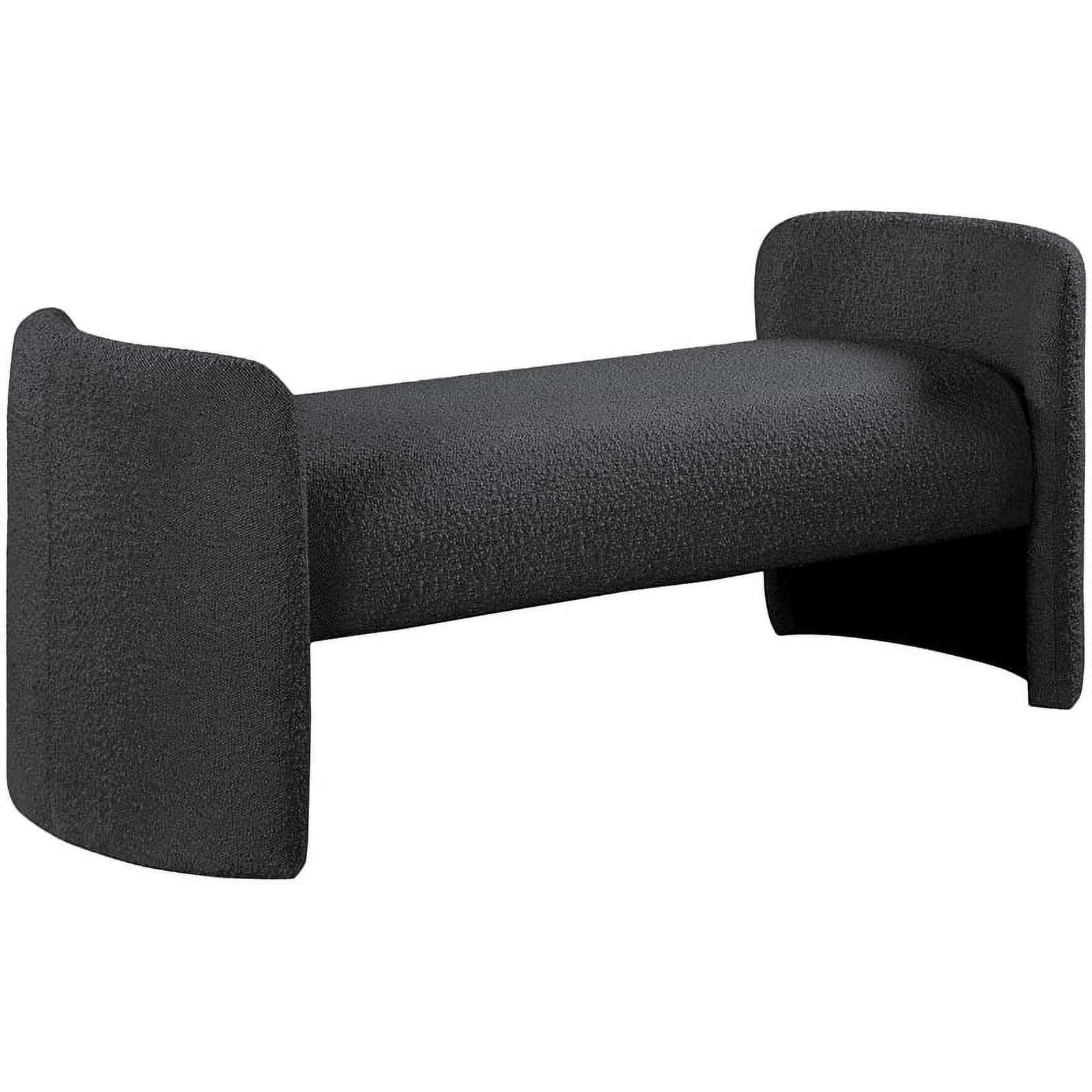 Peyton Black Boucle Fabric Contemporary Bench