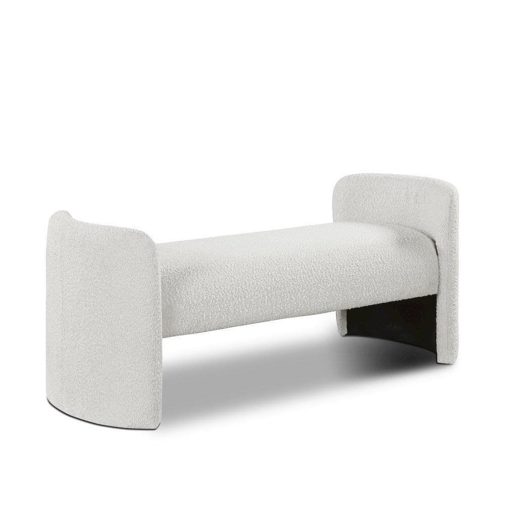 Meridian Furniture Peyton Cream Boucle Fabric Bench