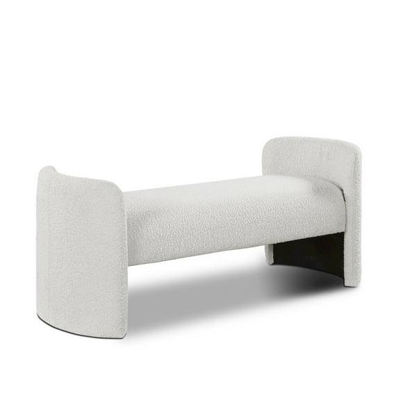 Meridian Furniture Peyton Cream Boucle Fabric Bench