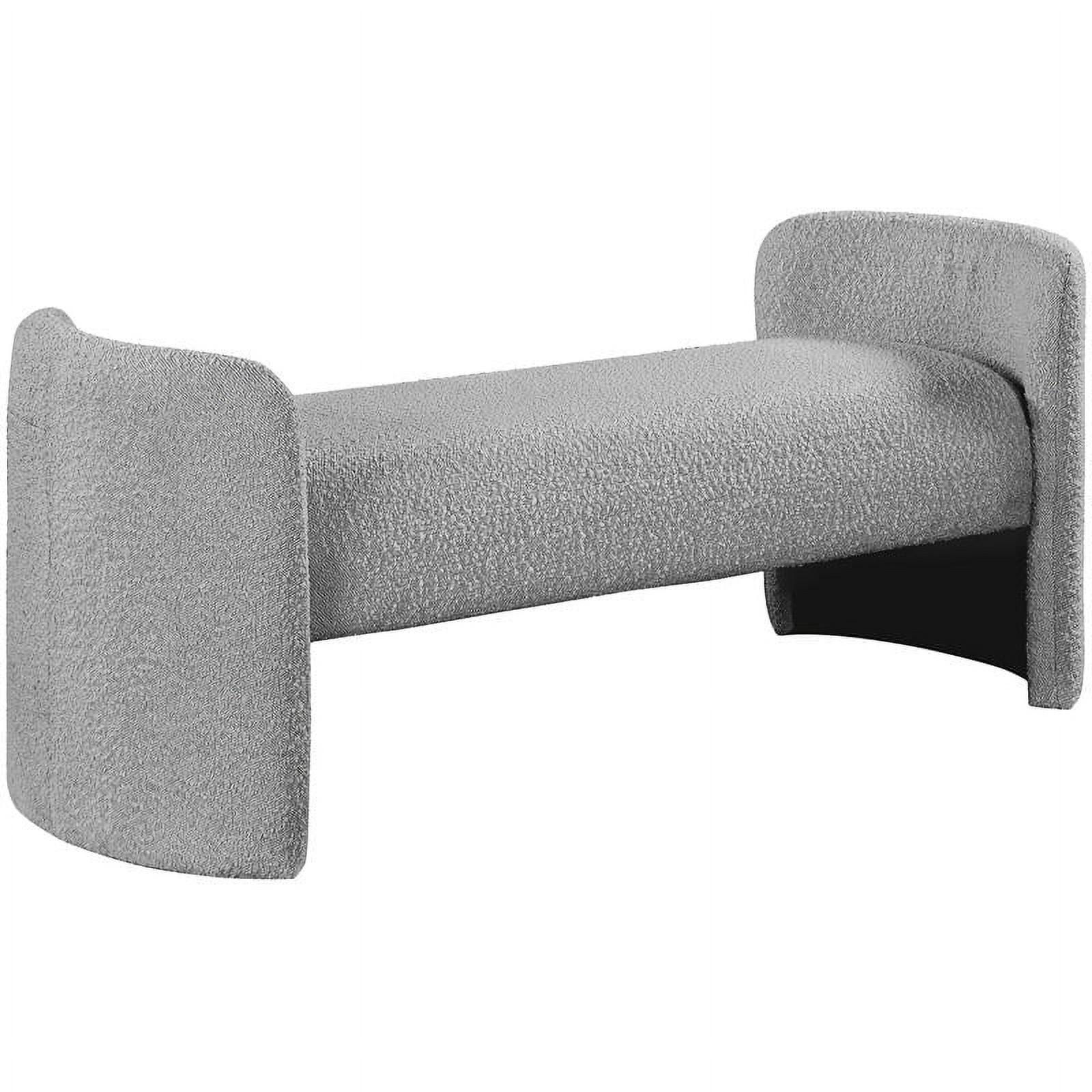 Meridian Furniture Peyton Grey Boucle Fabric Bench