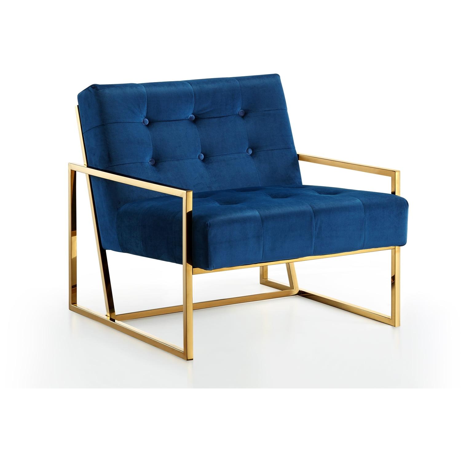 Pierre Navy Velvet Gold Base Accent Chair