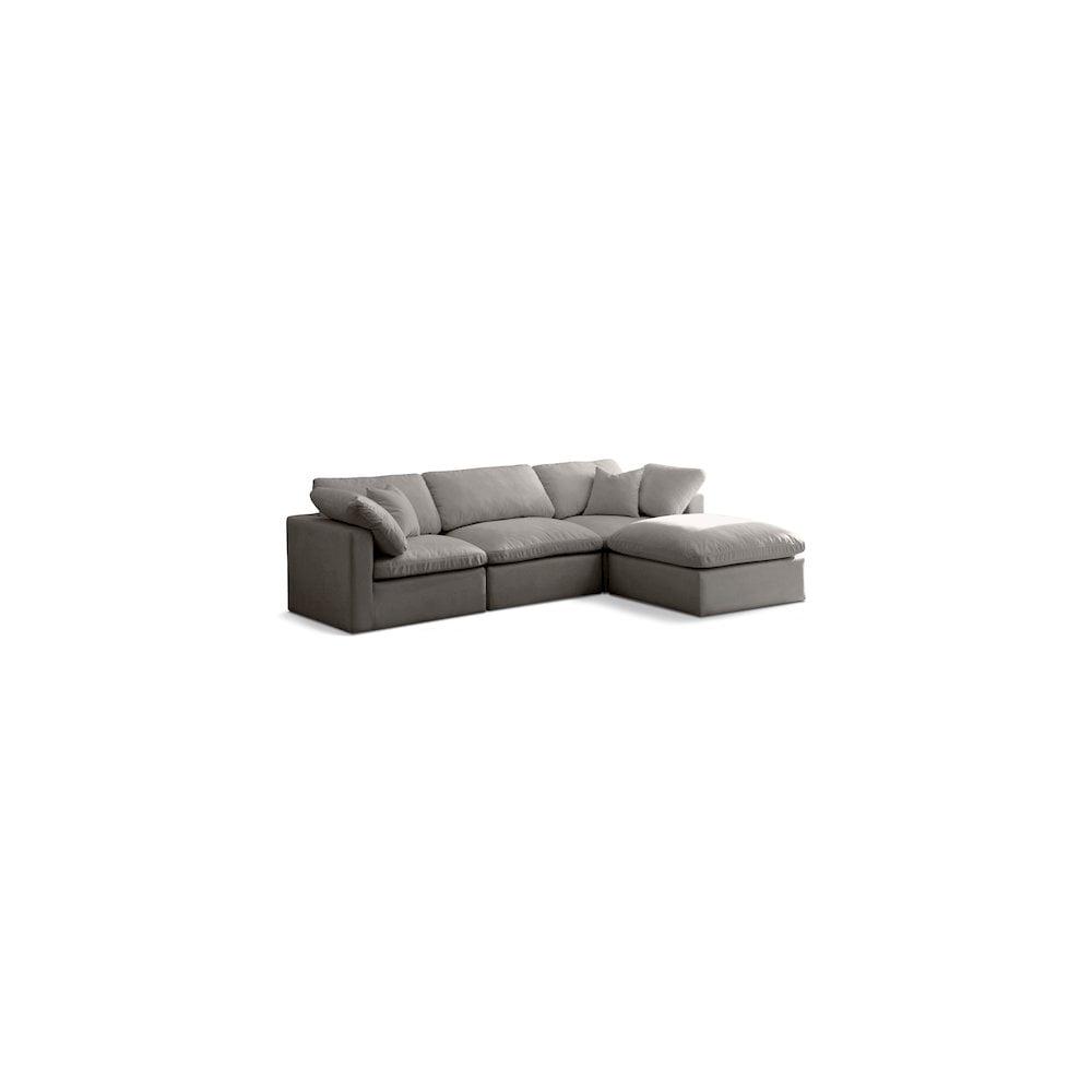 Meridian Furniture Plush Standard Gray Velvet Modular Sectional