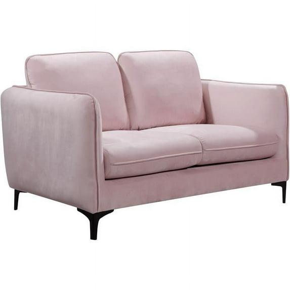 Meridian Furniture Poppy Contemporary Velvet Loveseat in Pink
