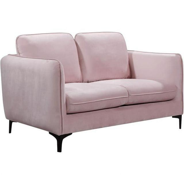 Meridian Furniture Poppy Contemporary Velvet Loveseat in Pink