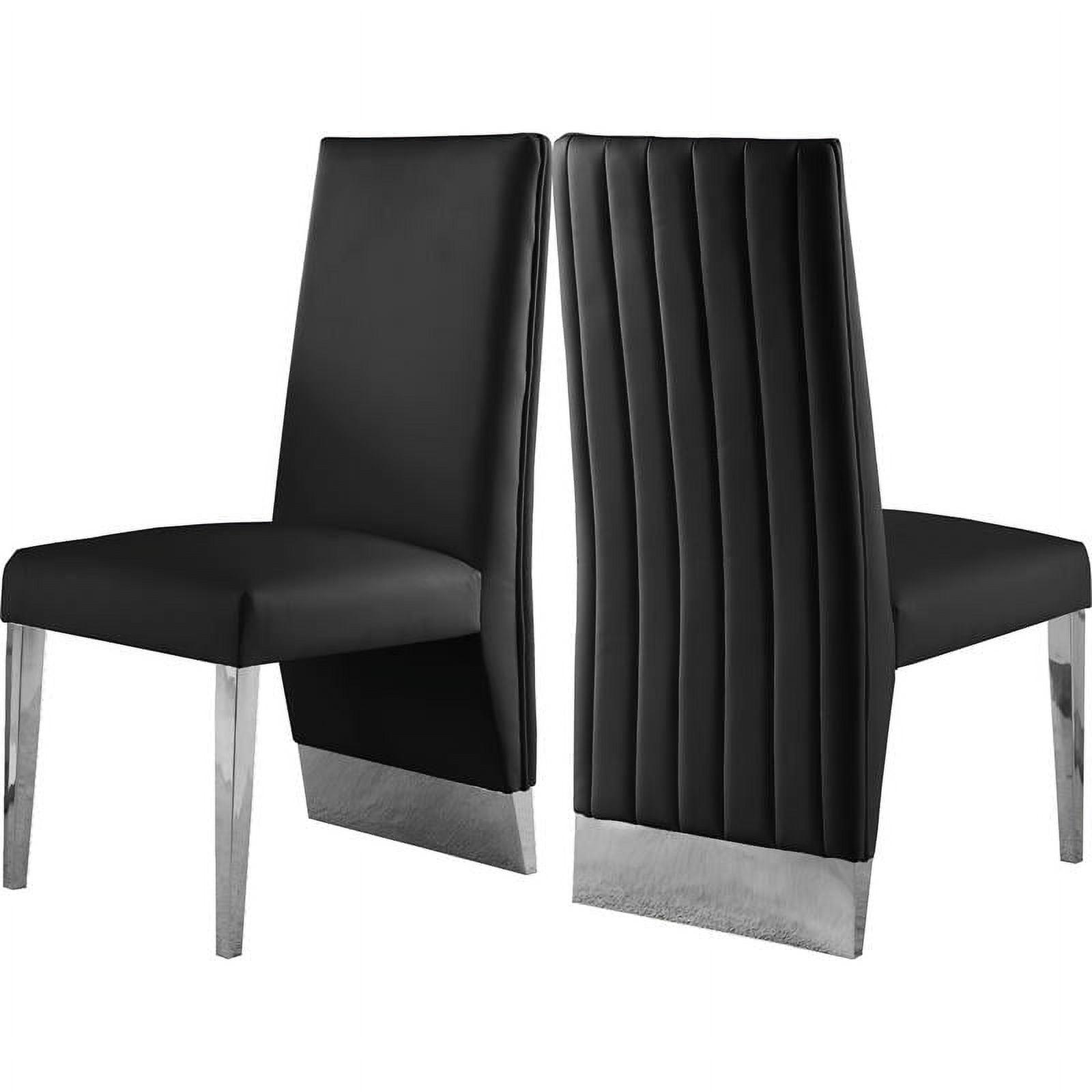 Porsha Black Faux Leather Dining Chair with Chrome Legs, Set of 2