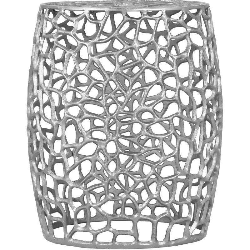 Priya Silver Intricate Design Round Metal End Table