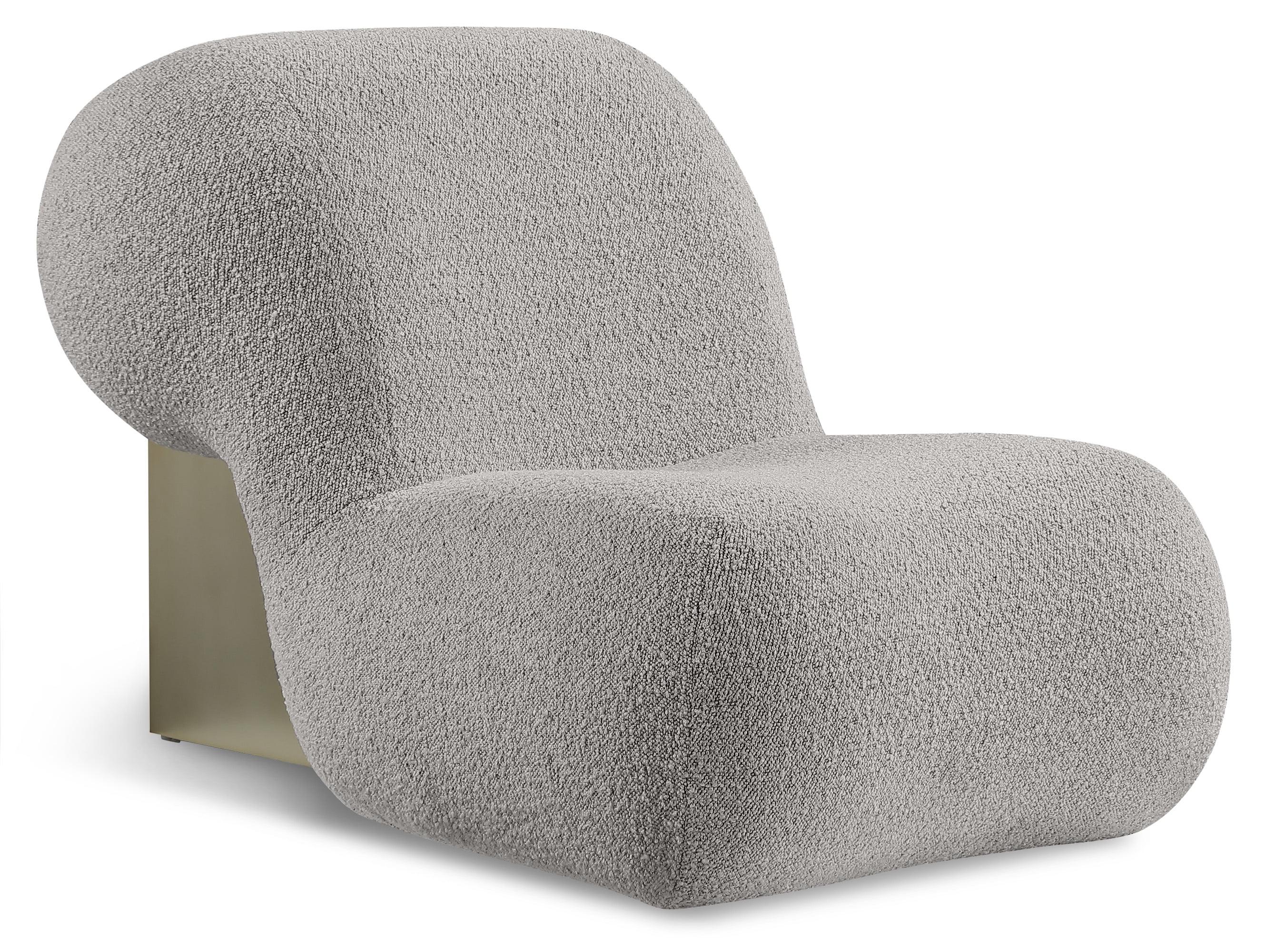 Quadra Taupe Boucle Fabric Accent Chair with Iron Metal Frame