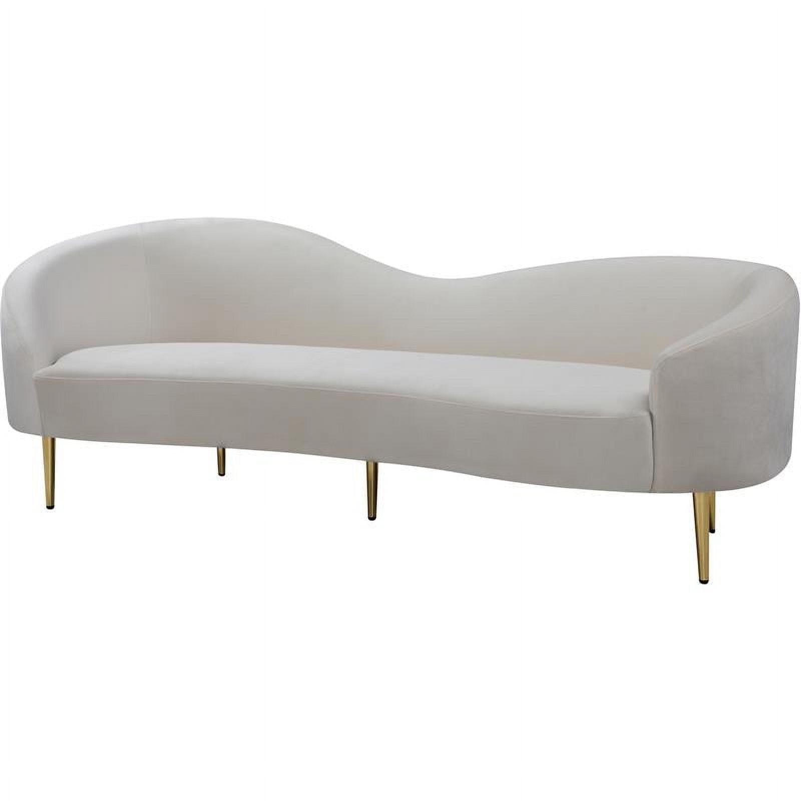 Cream Velvet 86'' Contemporary Sofa with Gold Metal Legs