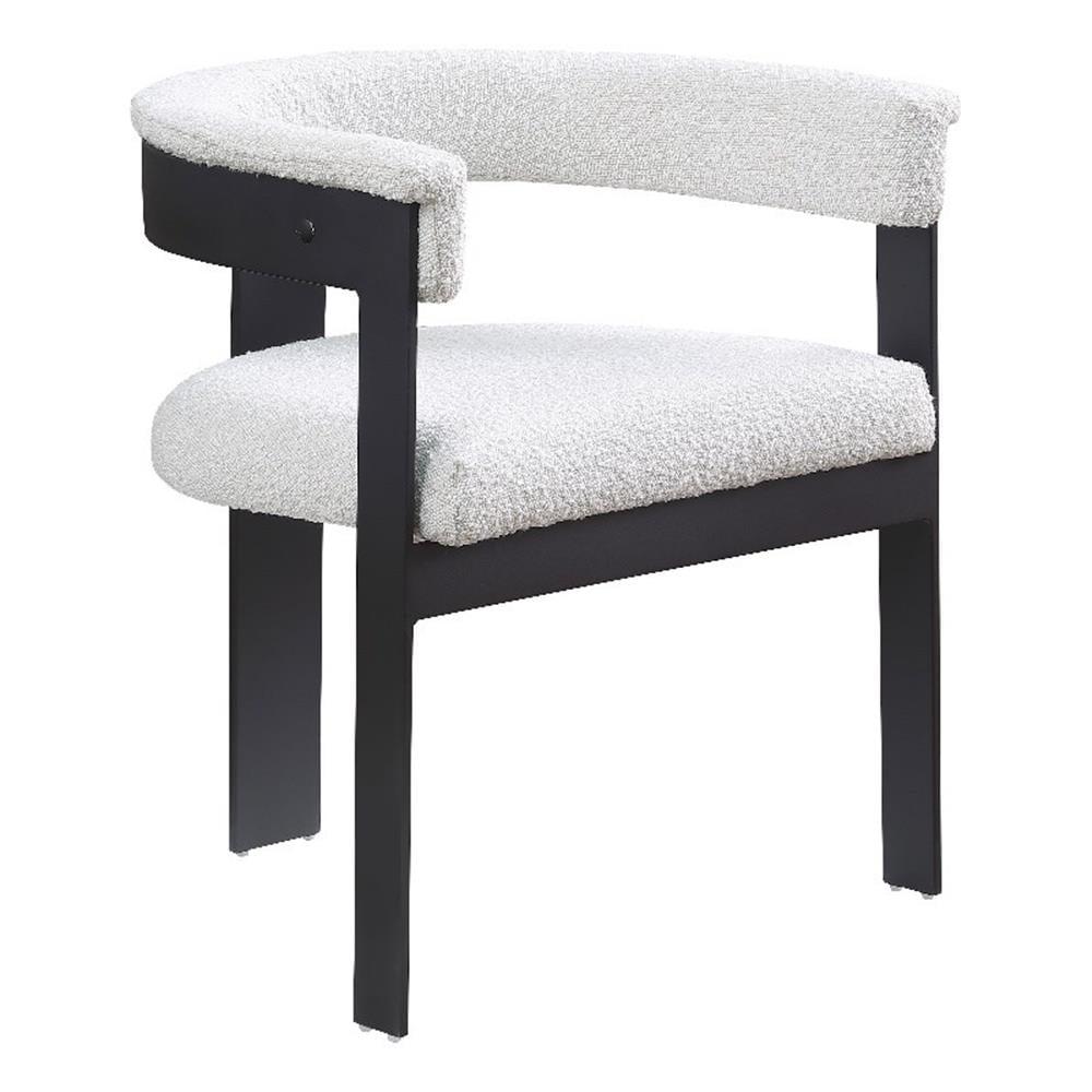 Cream Boucle Fabric Arm Chair with Black Metal Frame