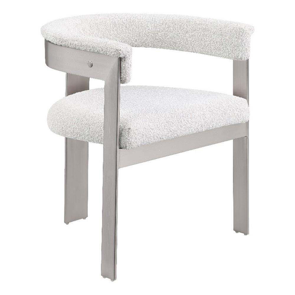 Cream Boucle Upholstered Arm Chair with Metal Frame