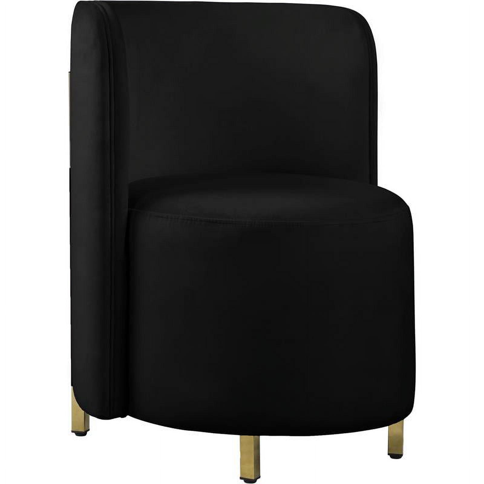 Rotunda Black Velvet Barrel Accent Chair with Gold Legs