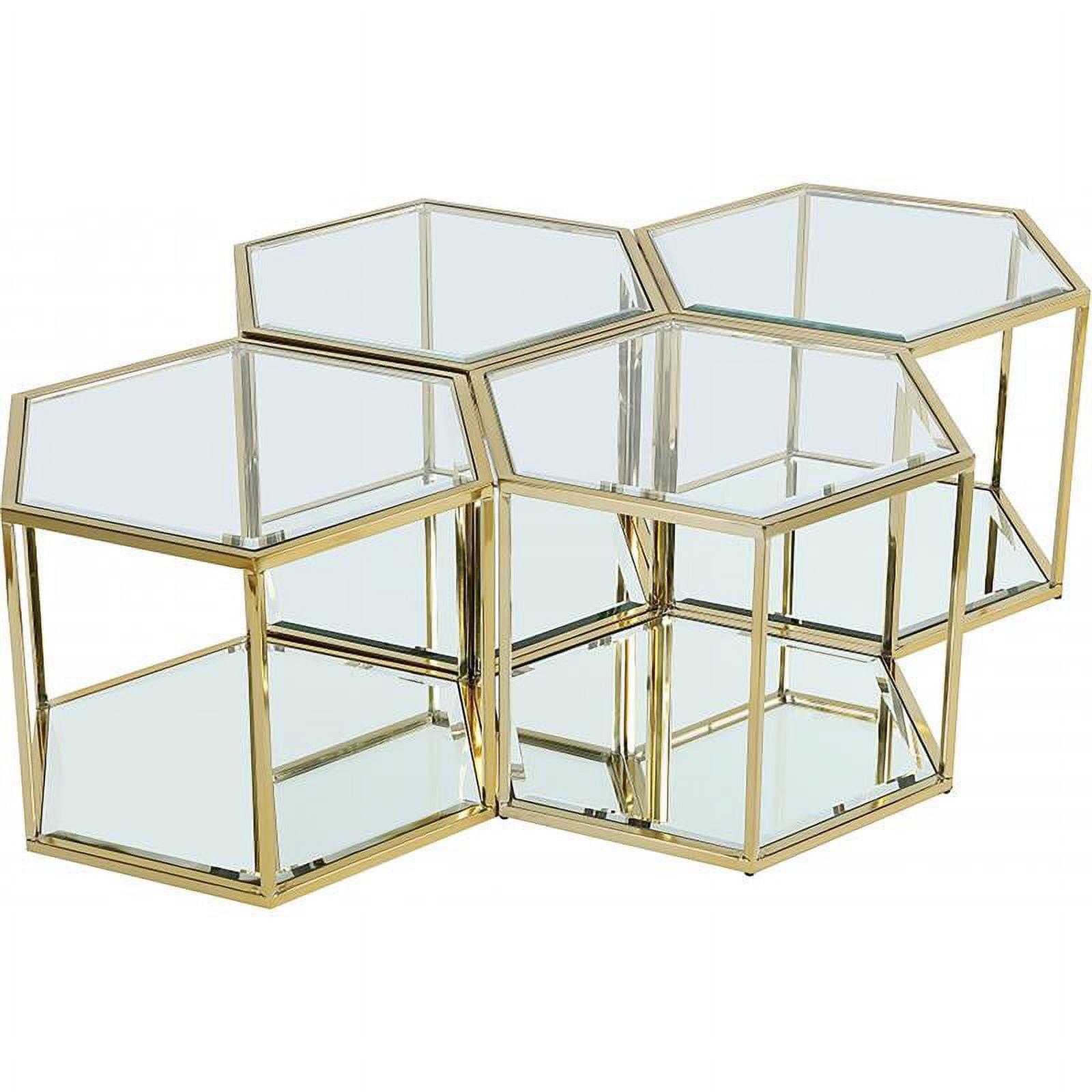 Modular Brushed Gold 58" Glass-Top Coffee Table with Storage