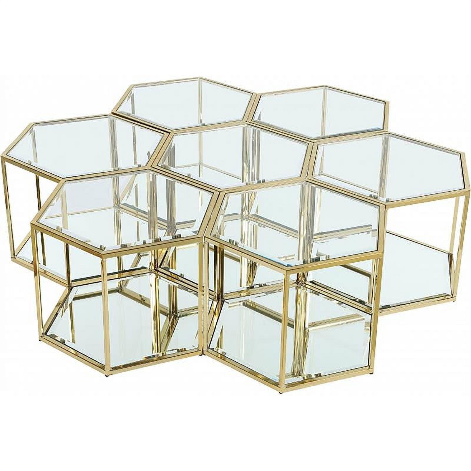 Meridian Furniture Sei Modular Stainless Steel and Glass 7 Piece Coffee Table