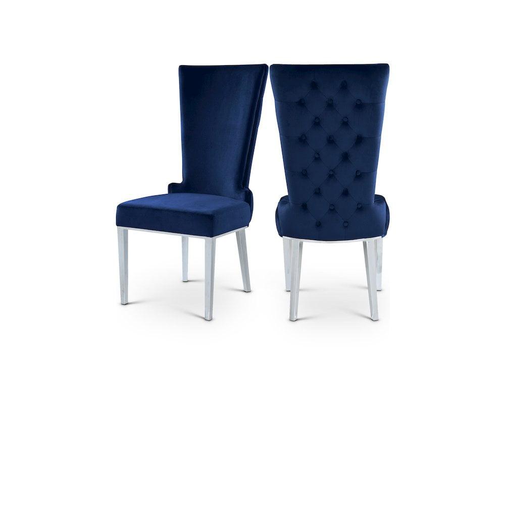 Meridian Furniture Serafina 20"H Velvet Dining Chair in Navy (Set of 2)