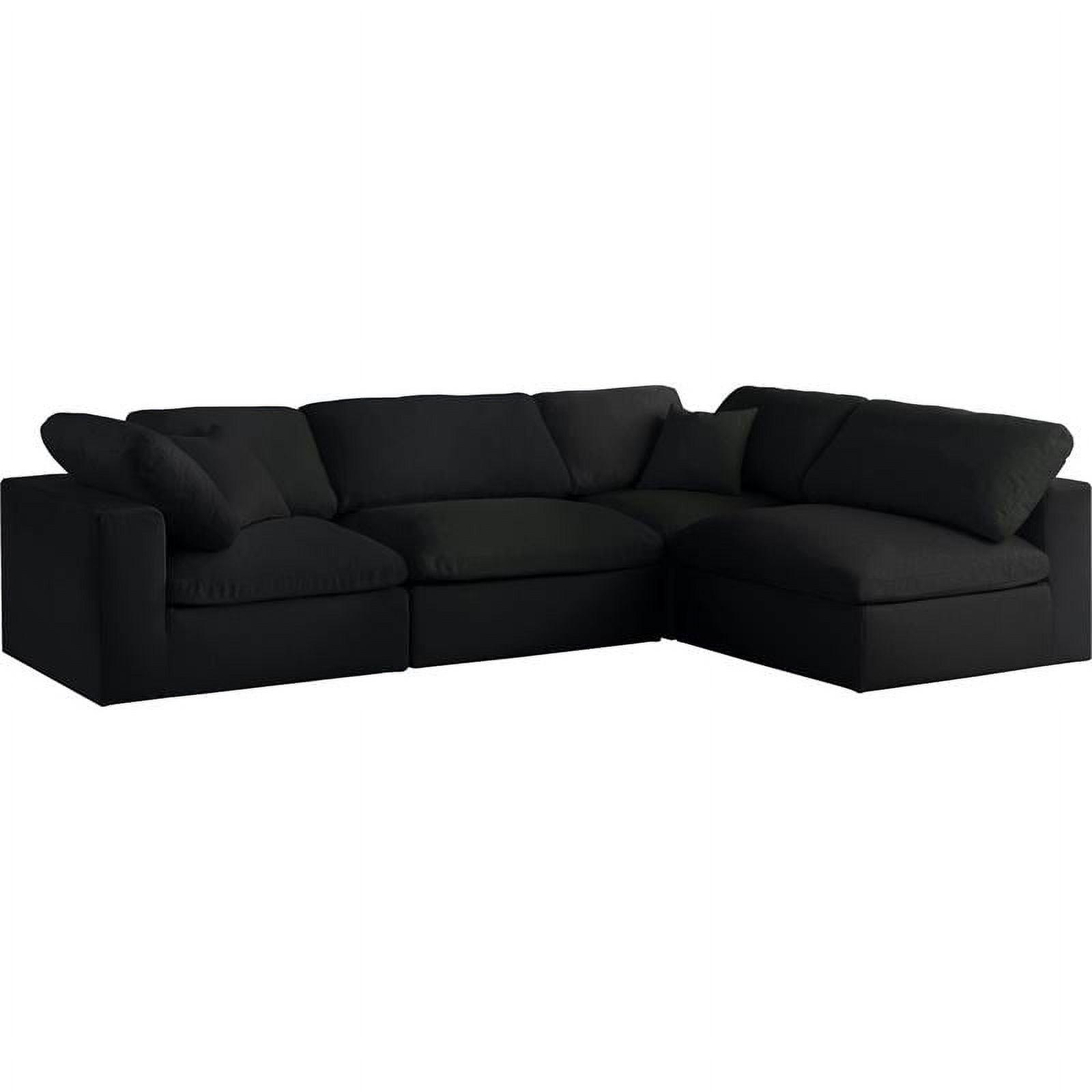 Serene Black Linen Fabric Modular Sectional with Down Cushions