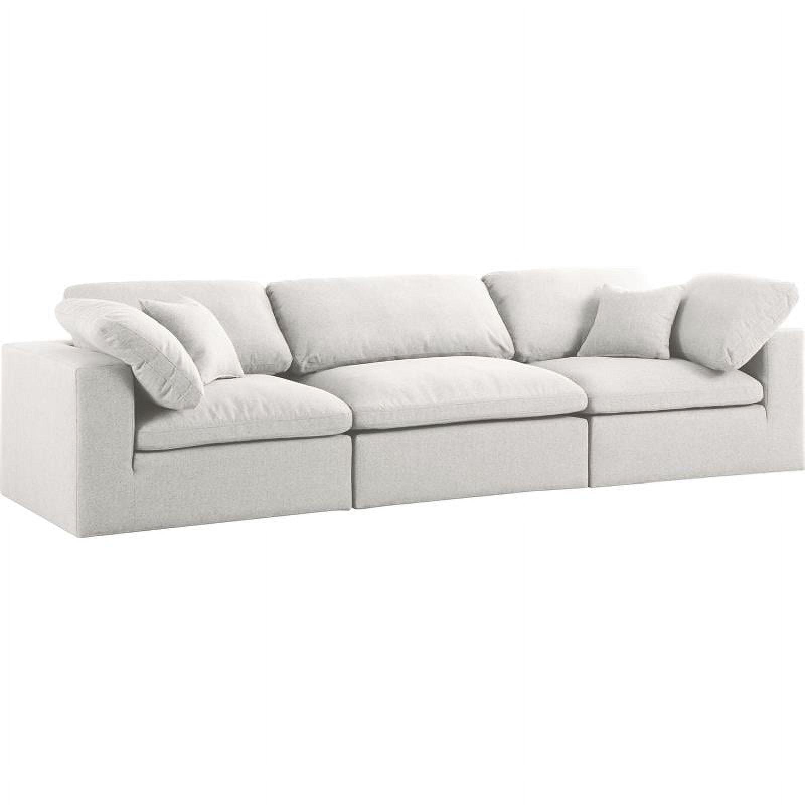 Serene Cream Linen and Solid Wood Deluxe Modular Sofa with Down Fill Cushions