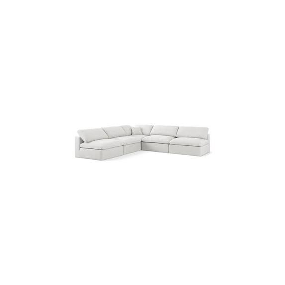 Meridian Furniture Serene Cream Durable Linen Fabric Modular Sectional