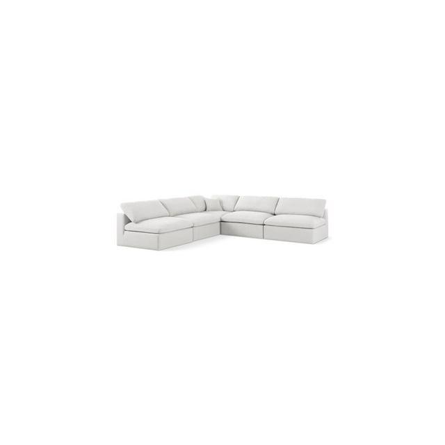 Meridian Furniture Serene Cream Durable Linen Fabric Modular Sectional