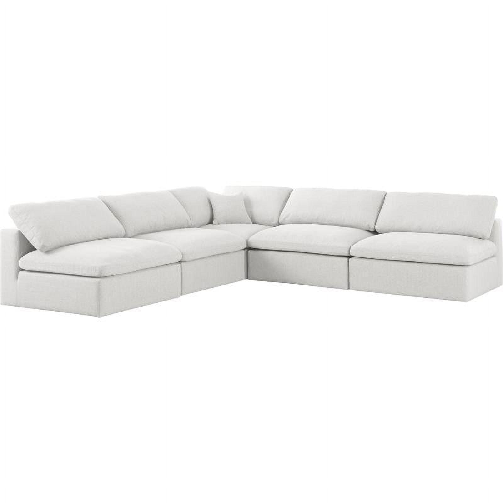 Meridian Furniture Serene Cream Durable Linen Fabric Modular Sectional