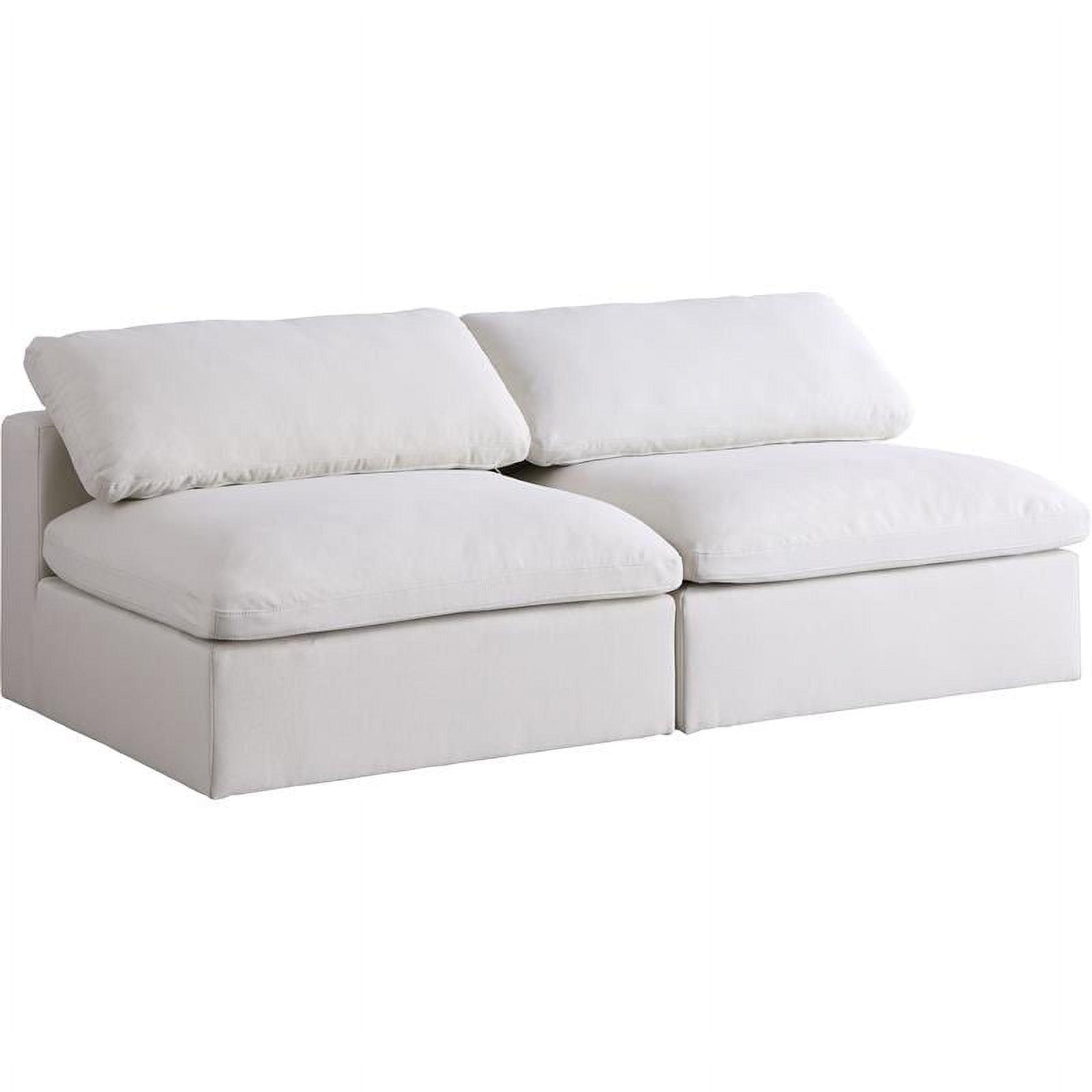 Serene 78'' Cream Linen Deluxe Modular Sofa with Feather Cushions