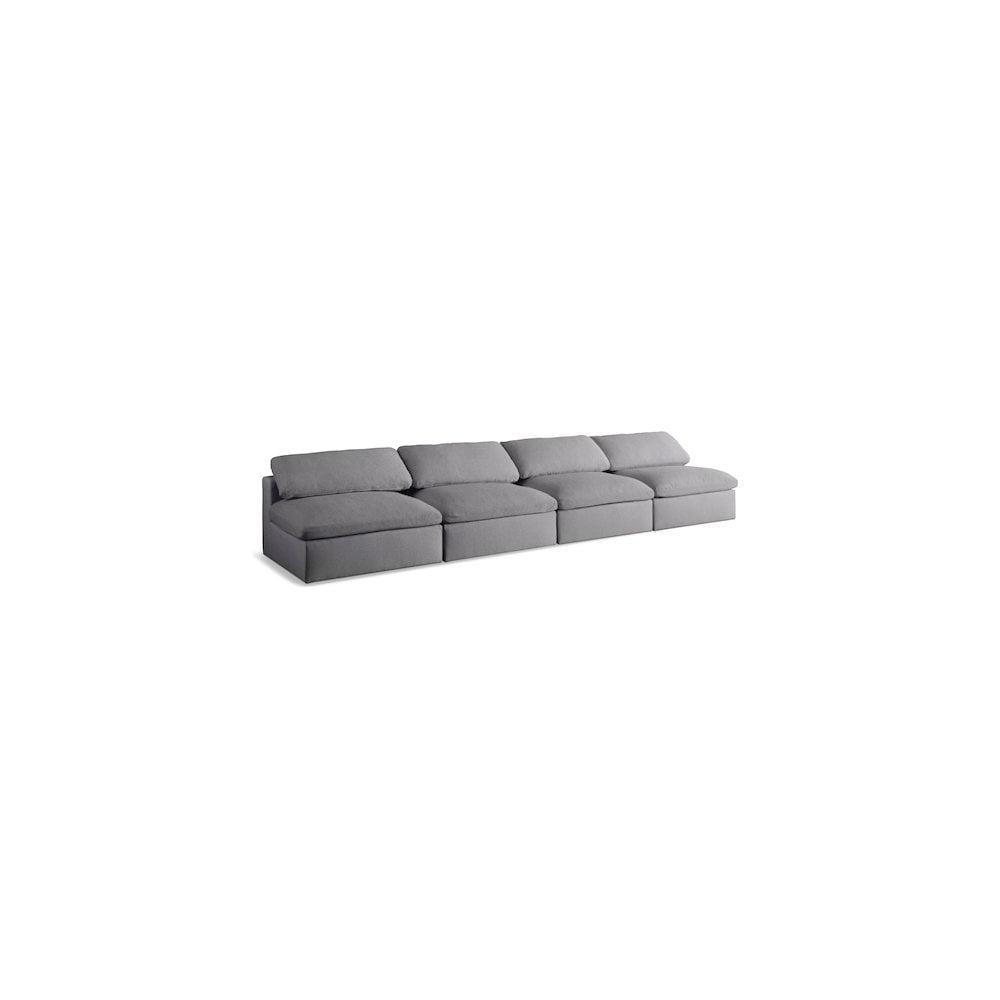 Meridian Furniture Serene Deluxe Gray Linen Fabric Modular Armless Sofa