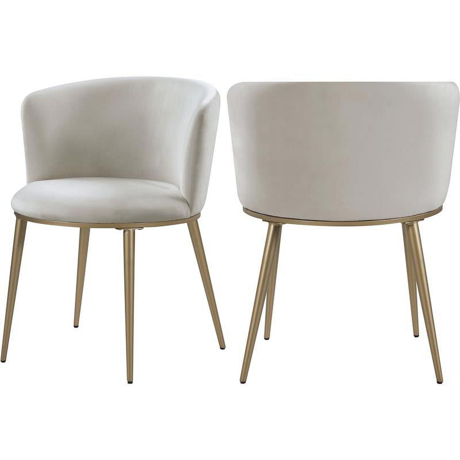 Petite Skylar Beige Velvet Dining Chair with Brushed Gold Legs