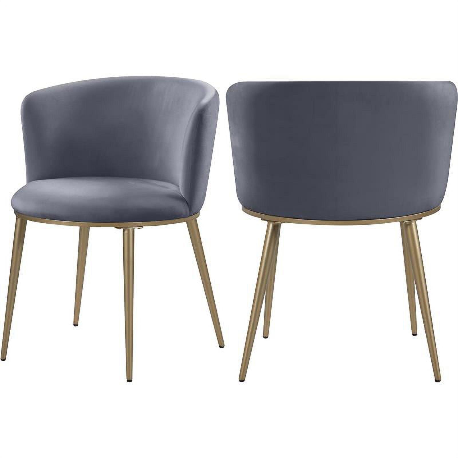 Skylar Gray Velvet Dining Chair with Gold Legs, Set of 2