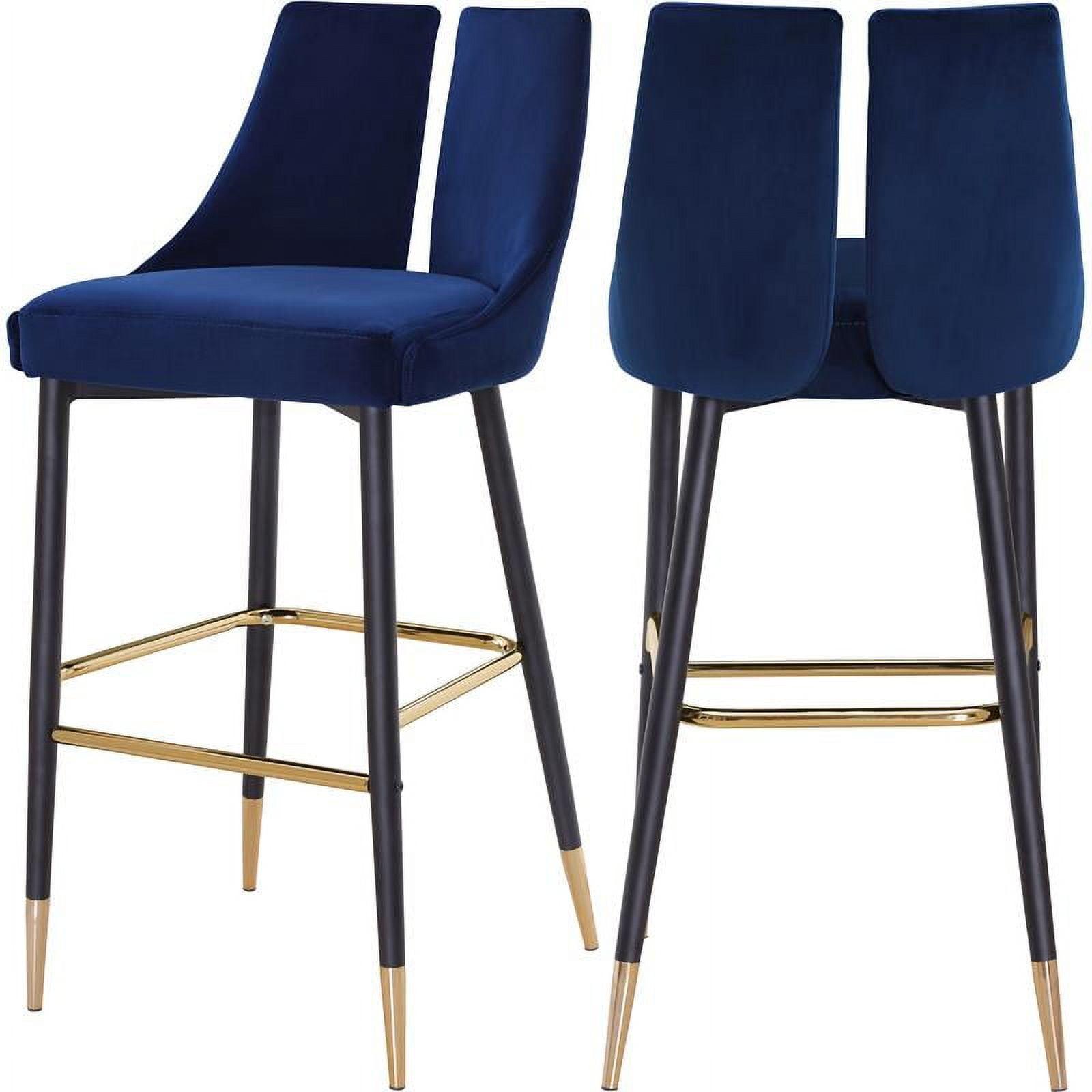 Meridian Furniture Sleek Navy Velvet Stool (Set of 2)