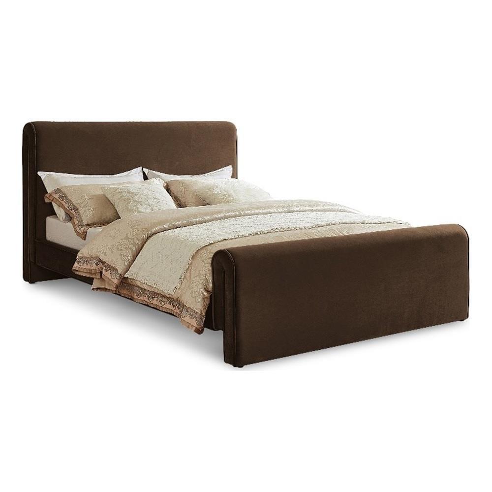 Meridian Furniture Sloan Brown Velvet Queen Bed