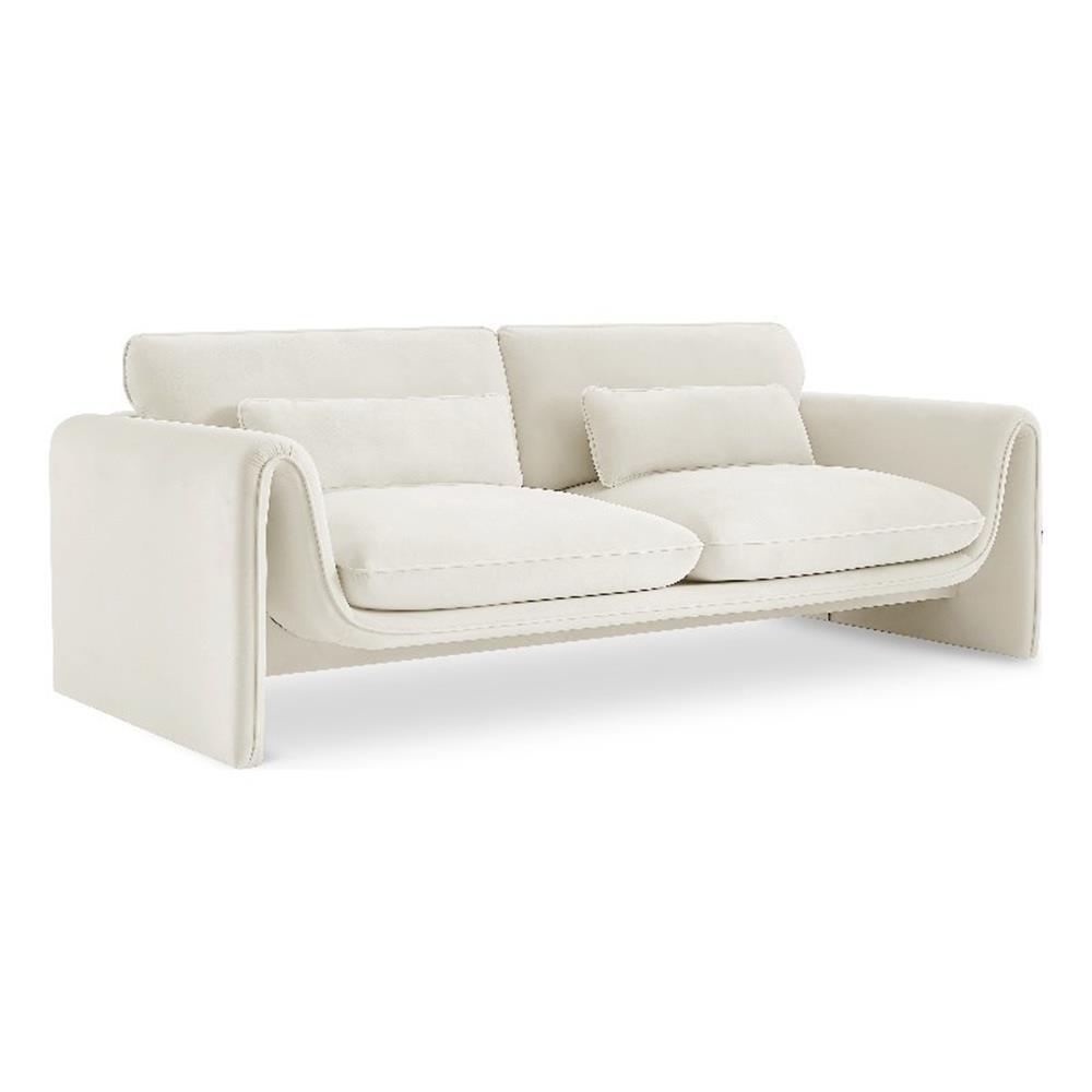 Sloan Cream Velvet Fabric Sofa with Pillow-top Arm