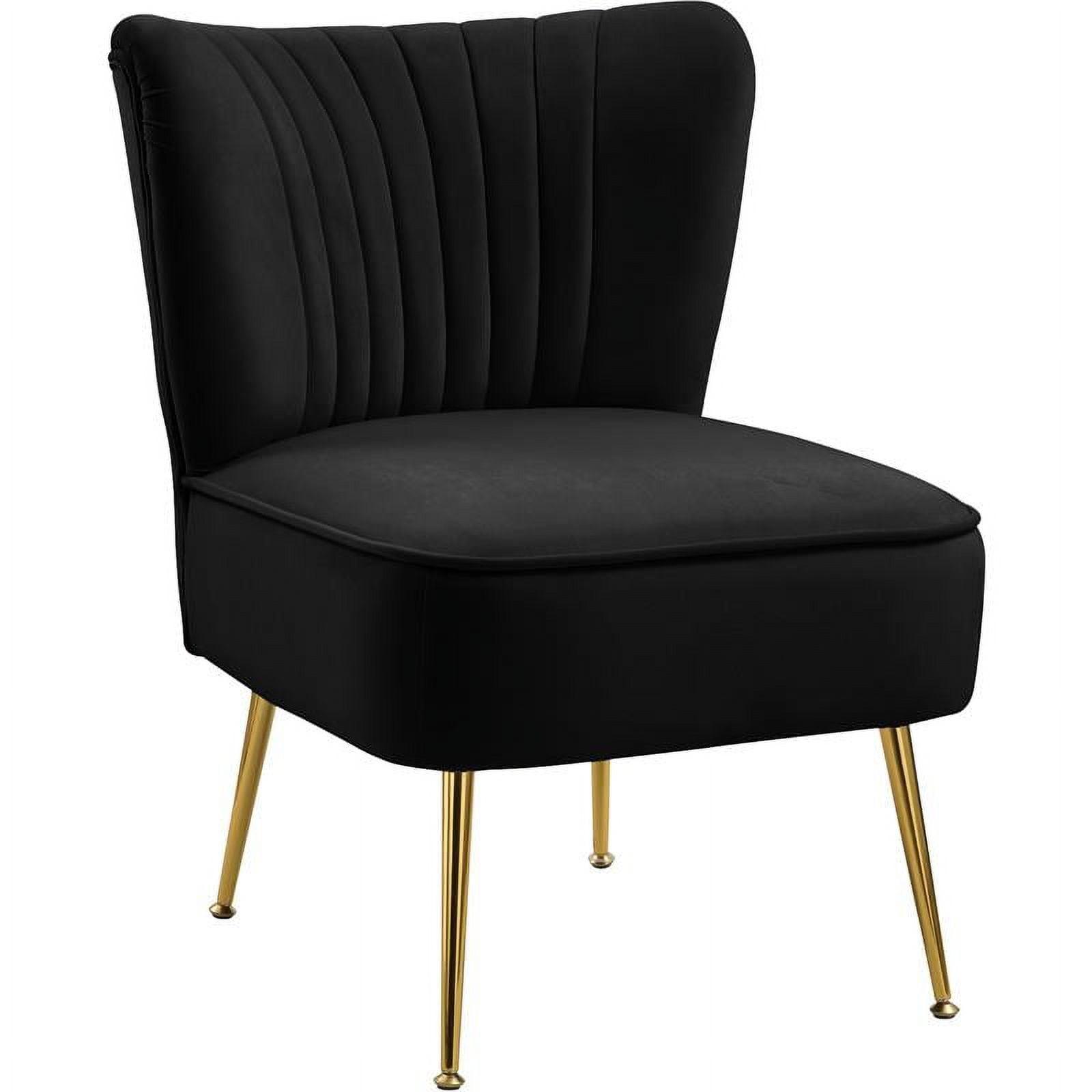 Tess Black Velvet Accent Chair with Gold Legs