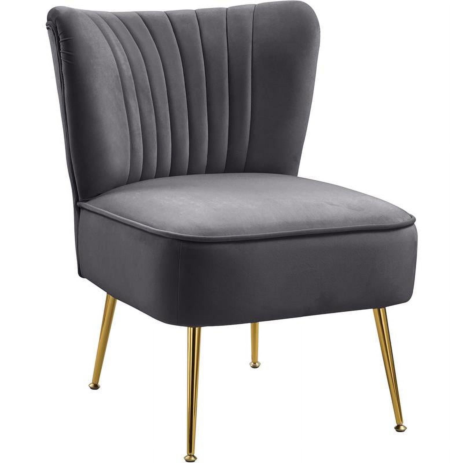 Meridian Furniture Tess Gray Velvet Accent Chair with Gold Legs