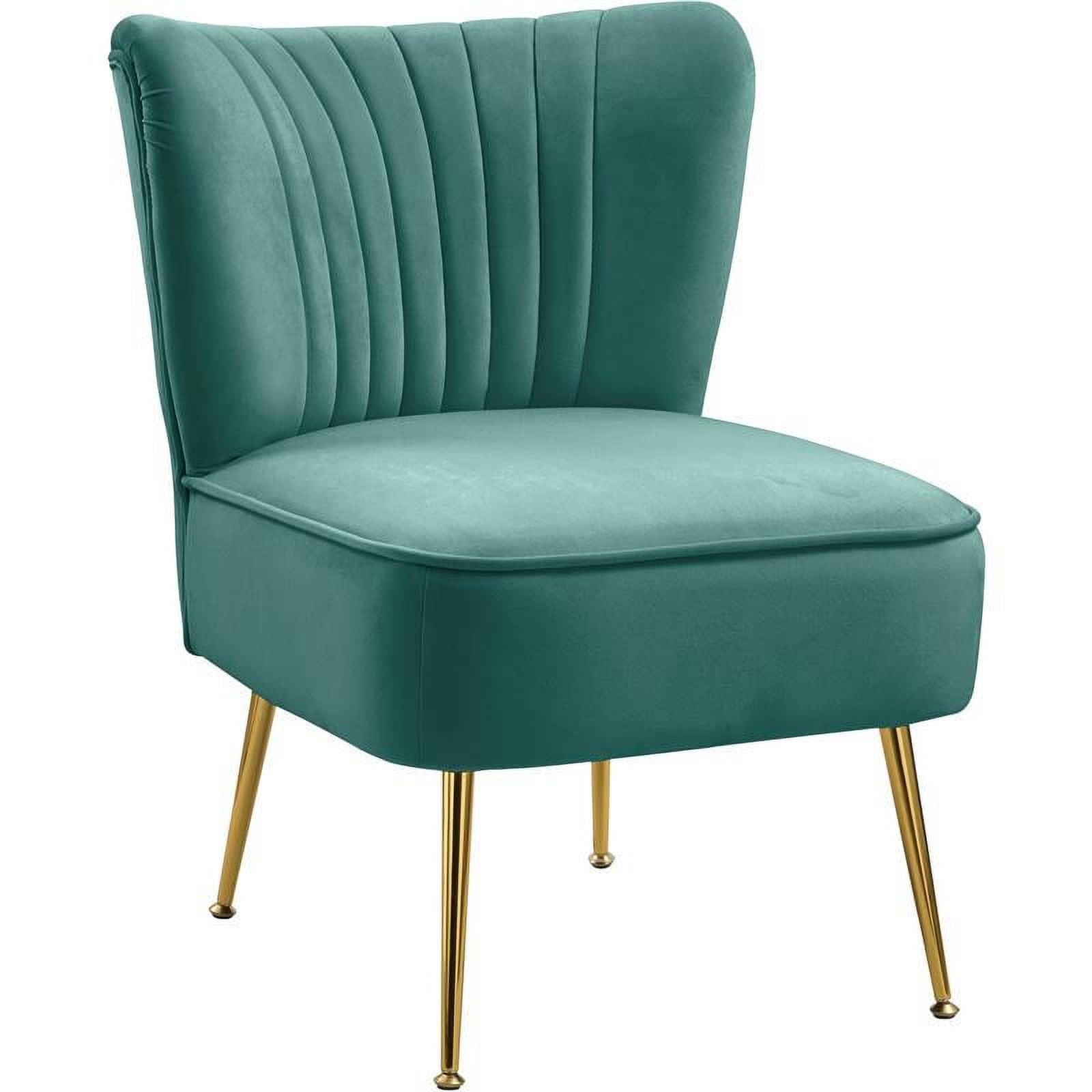 Tess Mint Velvet Accent Chair with Gold Steel Legs