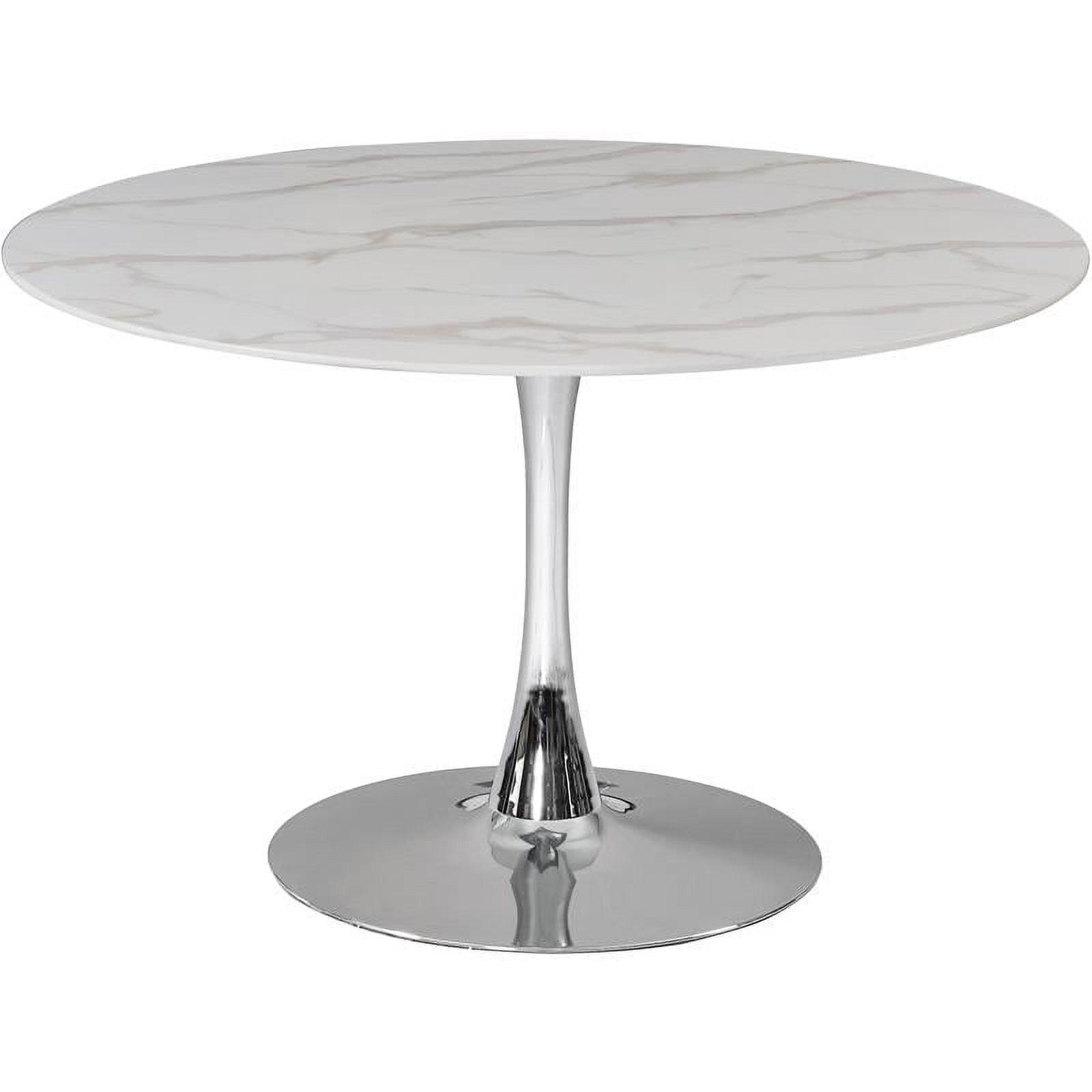 Meridian Furniture Tulip 48" Round Faux Marble Top Dining Table with Chrome Base