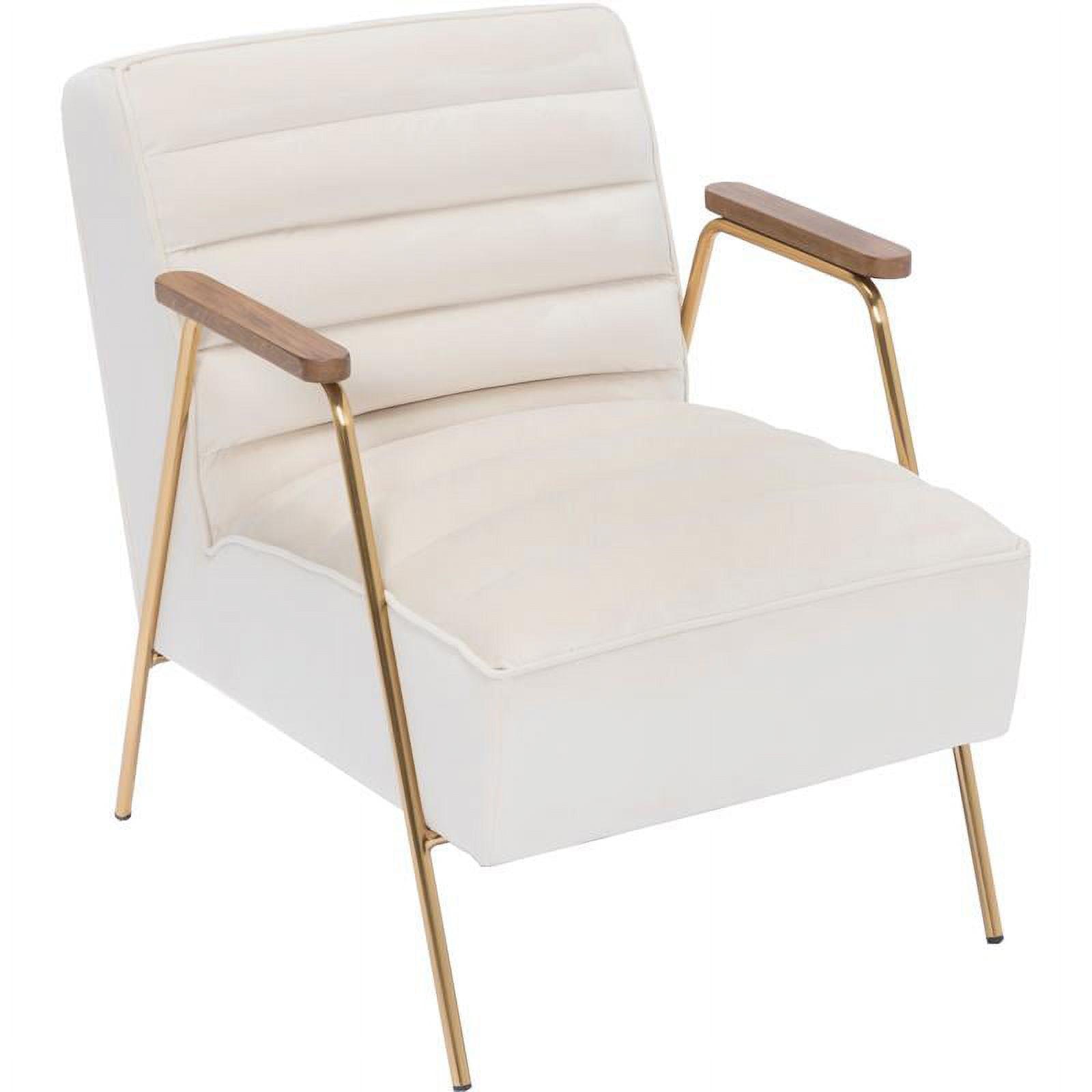 Elegant Cream Velvet Accent Chair with Brushed Gold Metal Legs