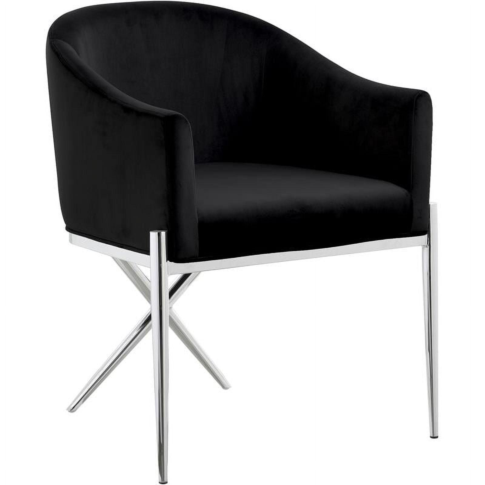 Xavier Black Velvet and Chrome Barrel Dining Chair