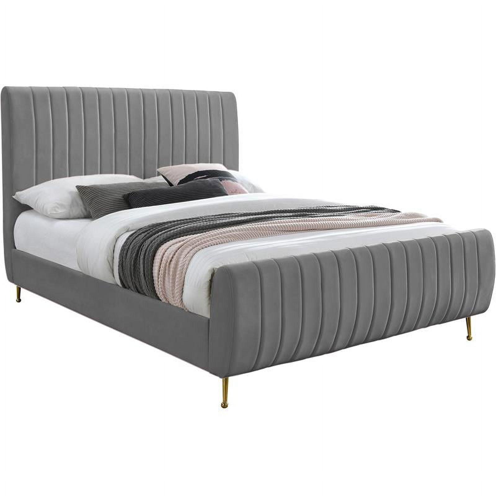 Meridian Furniture Zara Contemporary Gray Velvet King Bed