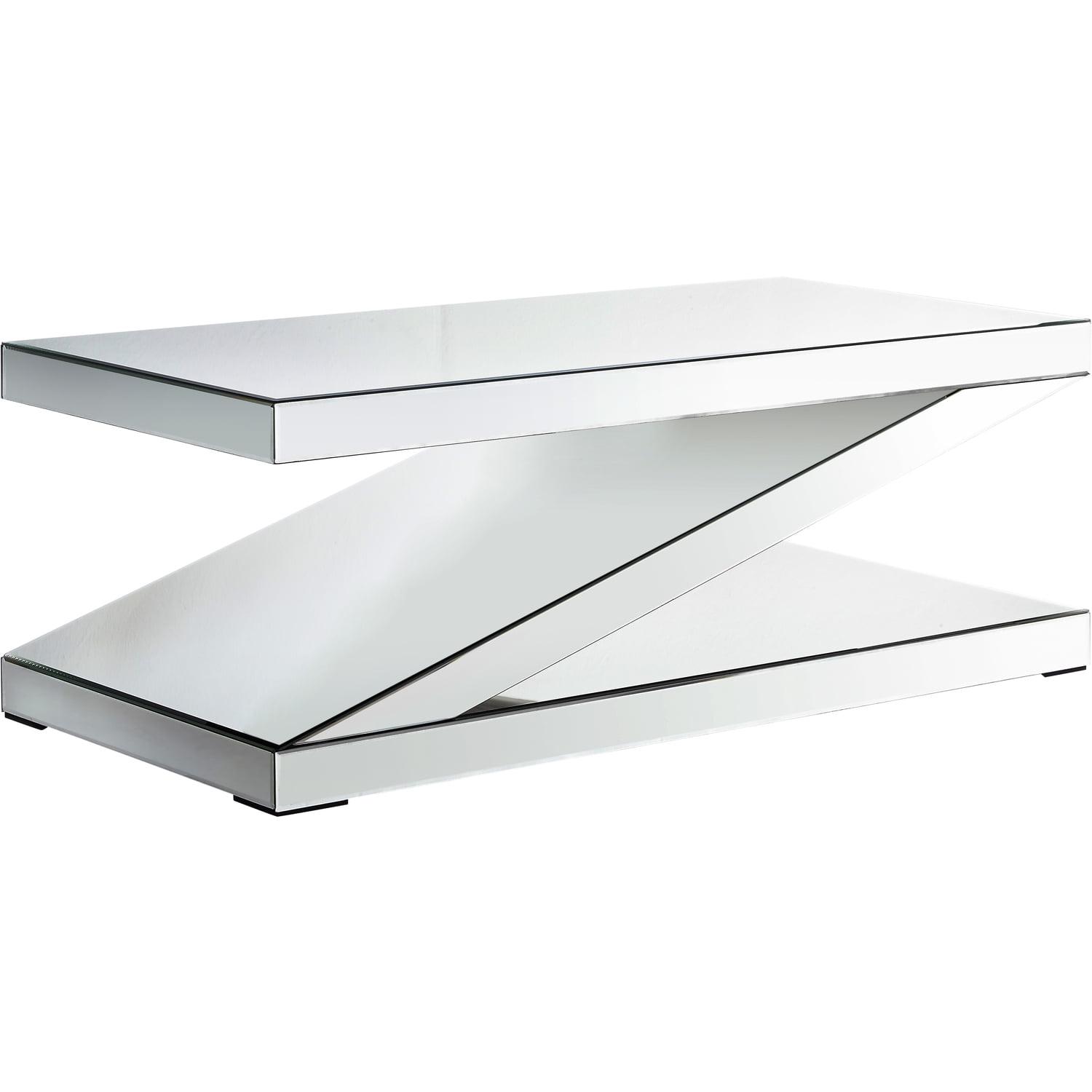 Zara Mirrored 'Z' Sculptural Wood & Glass Coffee Table