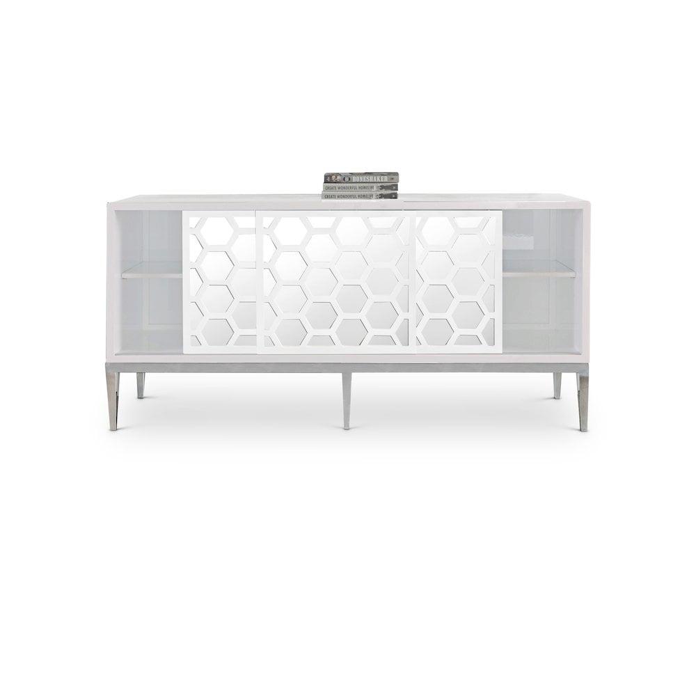 Meridian Furniture Zoey Aparador Buffet de Madera en Laca Blanca