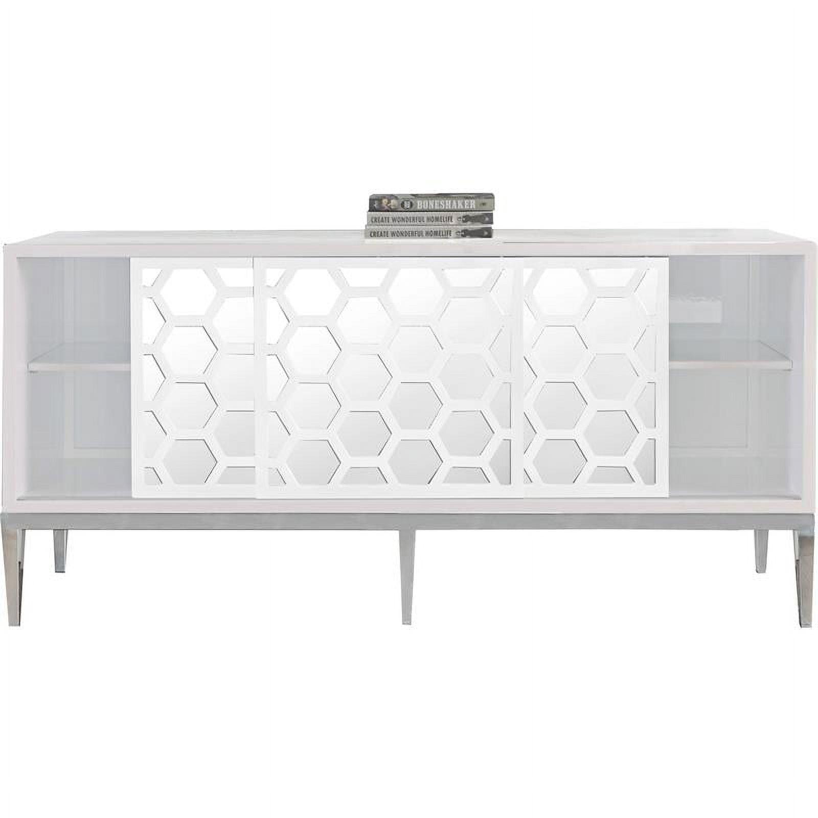 Meridian Furniture Zoey Aparador Buffet de Madera en Laca Blanca