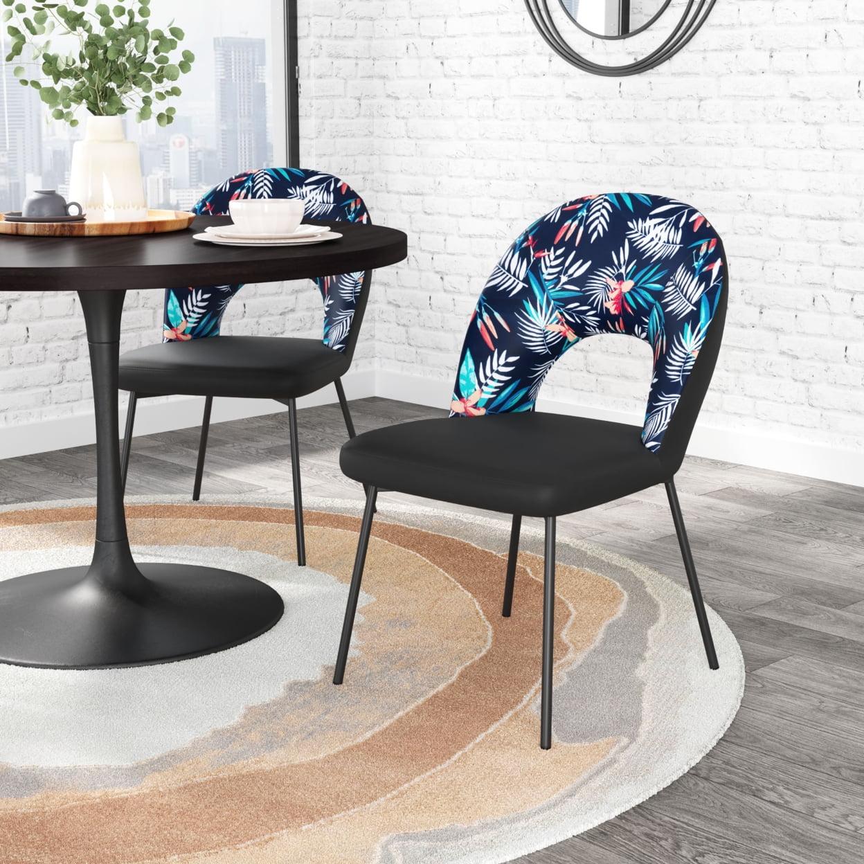 Zuo Merion Dining Chair (Set of 2) Multicolor Print & Black