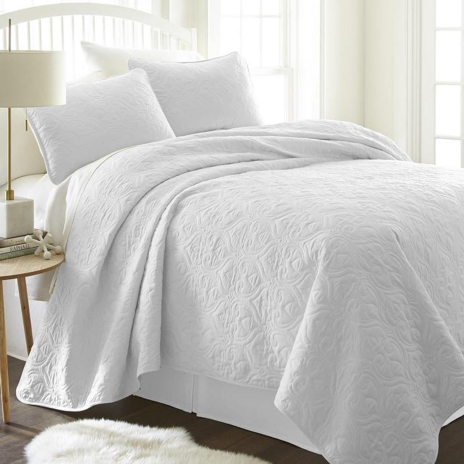 Merit Linens Premium Ultra Soft Damask Pattern Quilted Coverlet Set