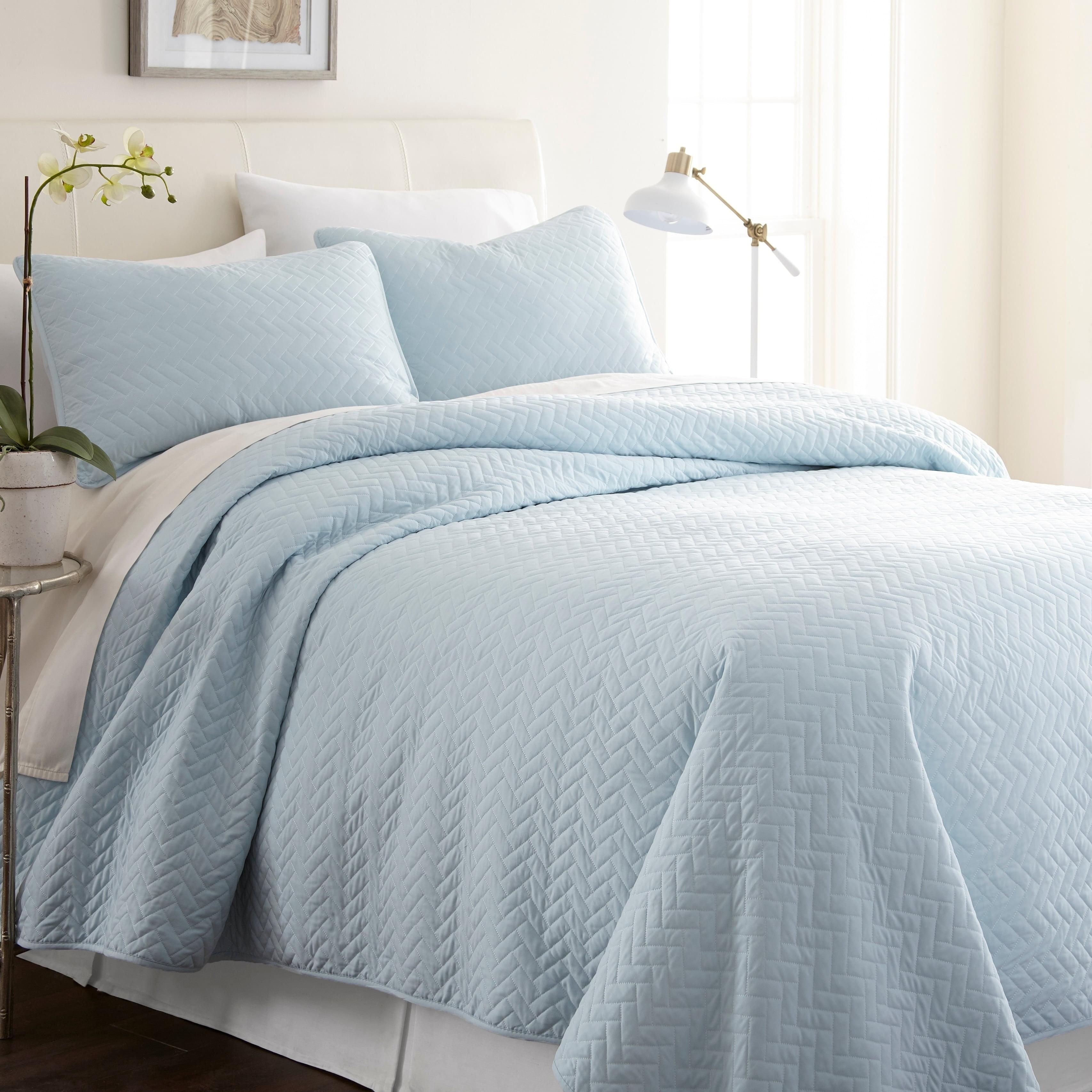 Merit Linens Premium Ultra Soft Herring Pattern Quilted Coverlet Set